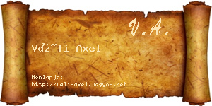Váli Axel névjegykártya
